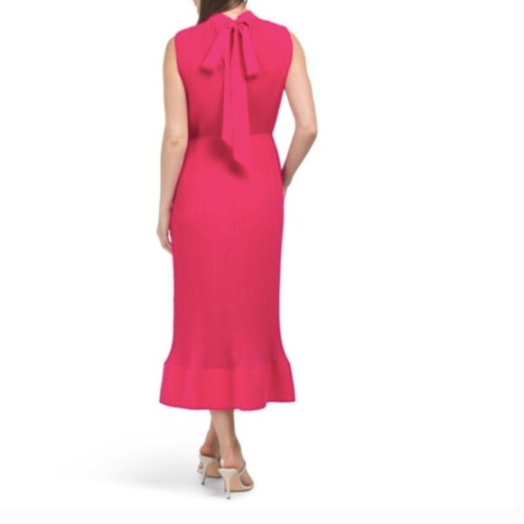 Milly Melina Pleated Midi Dress in Pink 6 - Picture 7 of 8